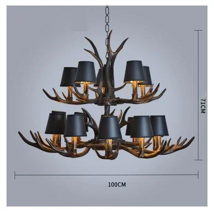 Retro Style Antler Resin With Lampshade Chandelier For Living Room Dining Room Sweep Gold Spray Paint Indoor Modern Home Decor