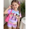 K-Pop-Cartoon-Grafik-T-Shirt- und Hosen-Set für Mädchen, Sommerkleidung für Mädchen, süßes Kurzarm-Set, Kinder-T-Shirt- und Shorts-Set