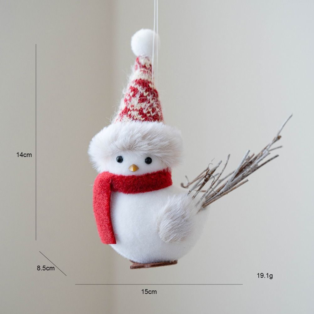 Knitted Hat Scarf Xmas Cute Bird Ornaments Lifelike Handmade Christmas Tree Decor Soft Novelty Winter Bird Pendant Room Decor