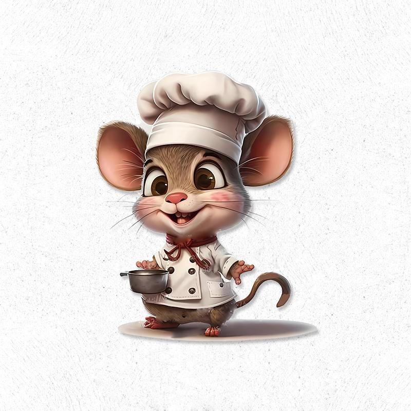 

Cartoon Chef Mouse Funny Wall Stickers Living Room Decoration Scratch-Proof Bedroom Decals Waterproof Staircase Home Decoration (as the picture,10cm(3.94 inch))