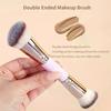 2 In 1 Professional Double Ended Makeup Brush Large Round Head And Handle For Foundation Concealer Setting Travel Make Up Tool