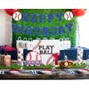 Set of 2 Pre-Strung Baseball Happy Birthday Banner - Blue Glitter Baseball Themed Birthday Party Decorations Supplies for Boys or Girls, Photo Booth