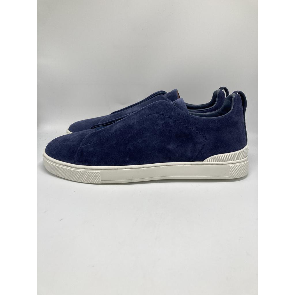 Zegna S4667Z Suede Triple Stitch Sneakers Shoes US8 NavyUsed