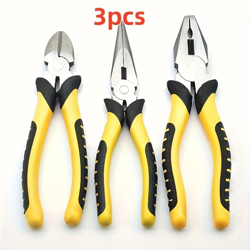 3pcs Carbon Steel Clip Set, 6 Inch Multi-Functional Clip, Wire Cutter with Anti-Slip and Rust- Pointed Clip for Indoor and Outdoor Maintenance Tools