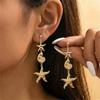 Boho Ocean Style Starfish Shell Pendant Earrings for Women Summer Seaside Conch Scallop Pearl Earring Beach Party Charm Jewelry