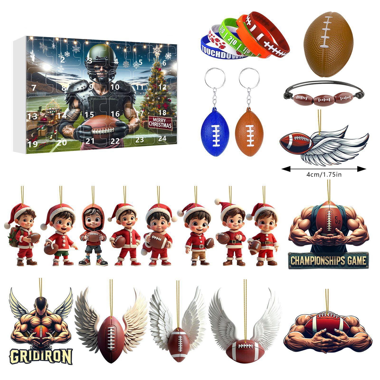 

Футбольный адвент-календарь, адвент-календарь, адвент-календарь для мальчиков, спорт, акриловый календарь обратного отсчета на 24 дня Футбольные адвент-календари 24 шт. One Size