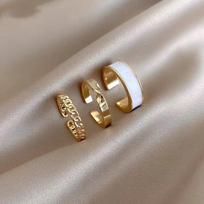 "Koreansk trendy geometrisk åpen ringsett: Luksusnisje for indeks- og pinkefingre"