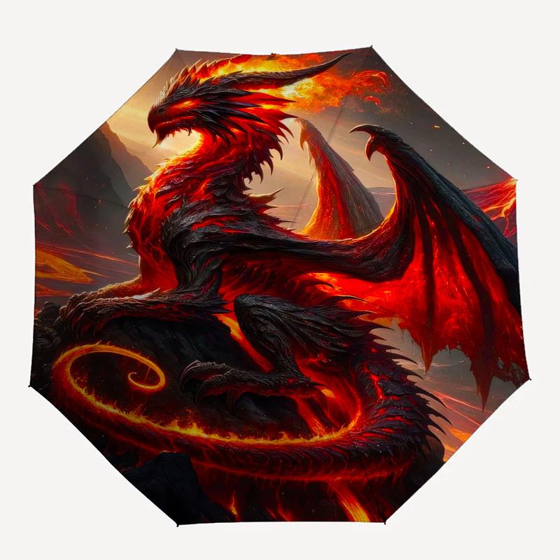 Dragon, Lava- Automatic Umbrella,Suitable for Men and Women,Suitable for Birthdays, Christmas, Gifts for Fashion Lovers0955b
