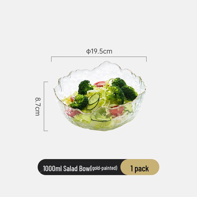 CCKO Iceberg Pattern Gilded Glass Salad Bowl (Set of 2)