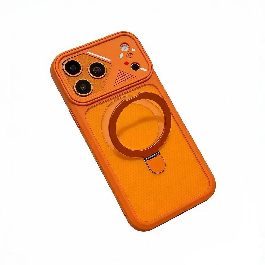 Magnetic Suction Bracket Is Suitable for Apple 17promax Mobile Phone Case 15 Mecha Frame iPhone16 Matte AI Button Case.