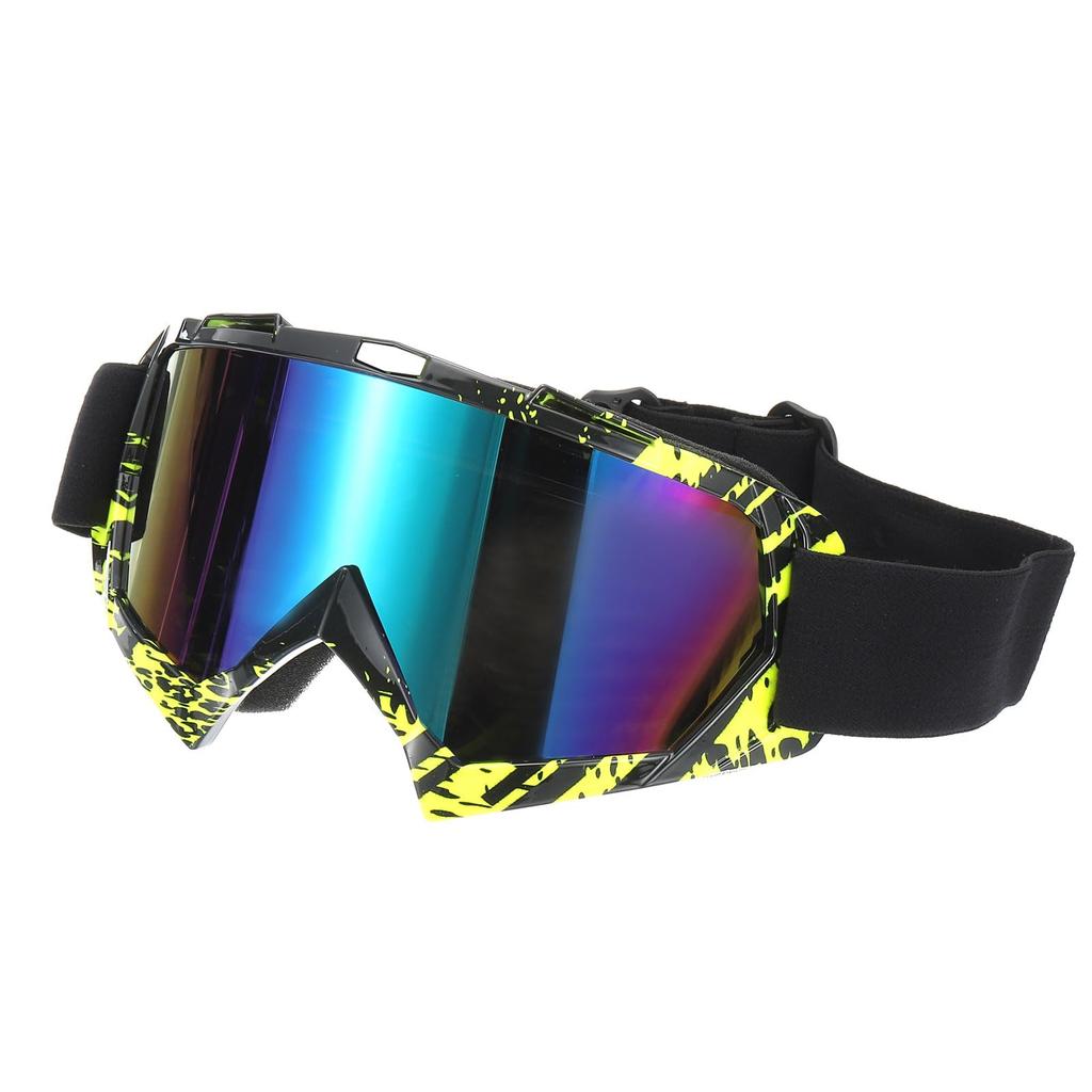 Dirt Bike Motorcycle ATV Ski Racing Helmet for Mountain Ski Yellow Black with Colorful Lenses [PATIKIL] Goggles, Goggles, Goggles, Goggles, Goggles,