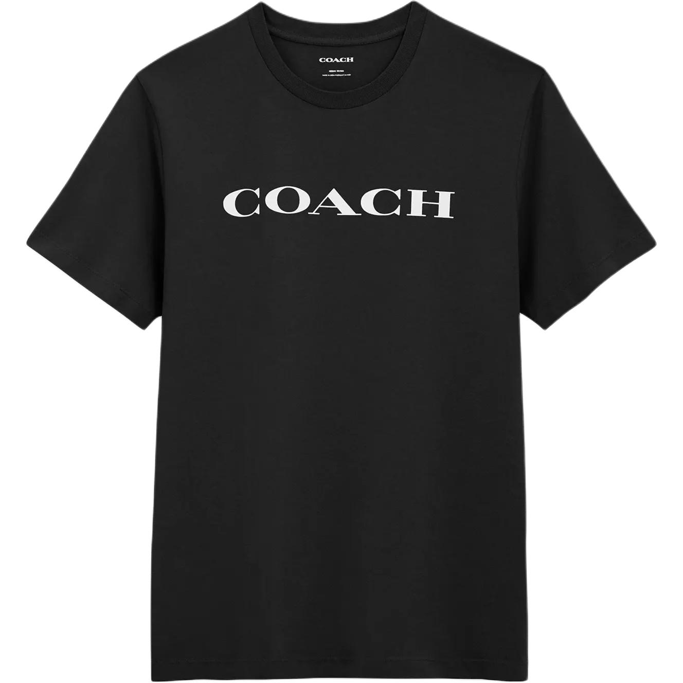 

Coach Футболка женская с круглым вырезом и коротким рукавом с принтом логотипа в виде букв, черная CR035-BLK S