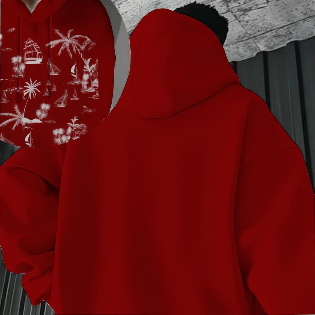 Men's 2D Graphic Print Hoodie Soft Cotton Loose Fit, Breathable & Versatile for Everyday Casual Wear