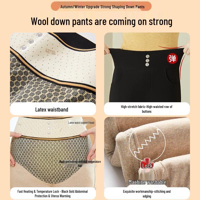 LANGSHA Women's Slimming Goose Down Winter Warm Black Stirrup Pants