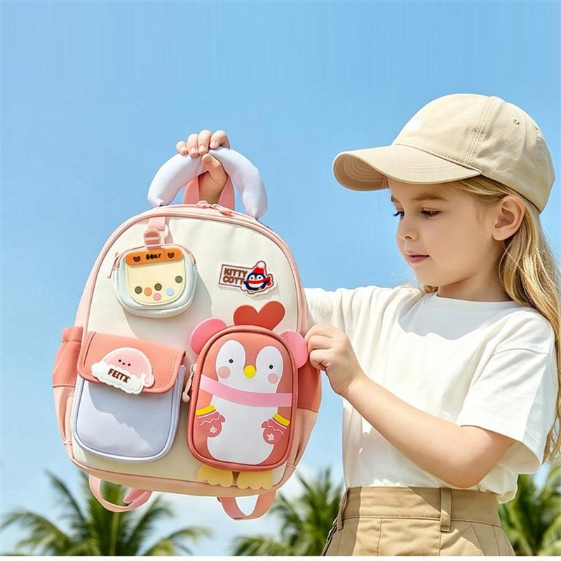 Zaino Scuola Materna per Bambini Zaino Cartone Animato Pinguino Leggero per Bambini e Bambine Zaino per Bebè