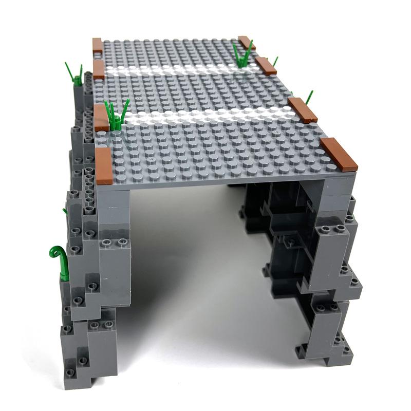 MOC Train Tunnel Scene Small Particle Building Blocks with Plastic Accessories & Track