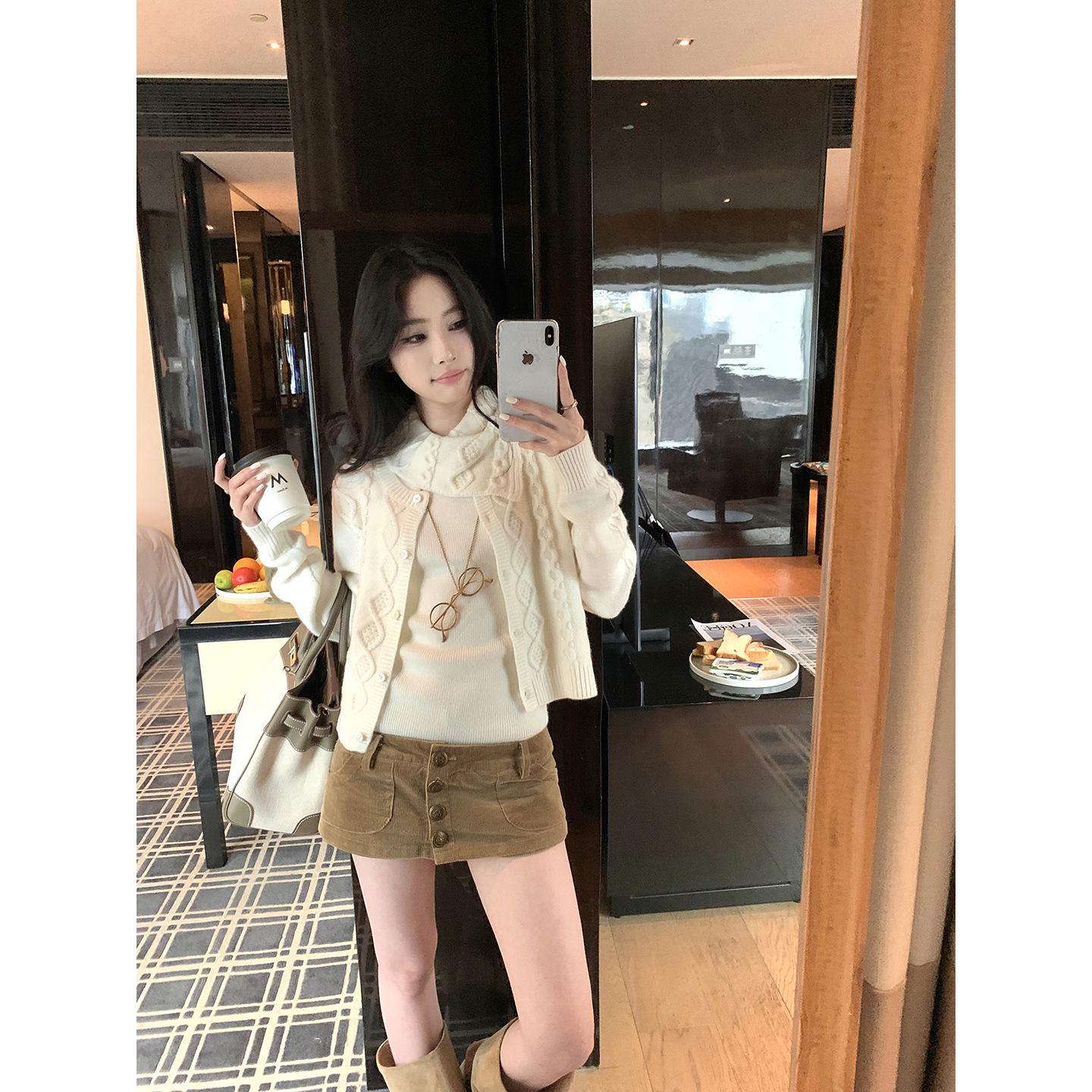 

Khaki Corduroy Skirt Pants - Women s Slimming, Versatile, Sexy, Hip-Hugging Two-Piece for Autumn/Winter Medium хаки