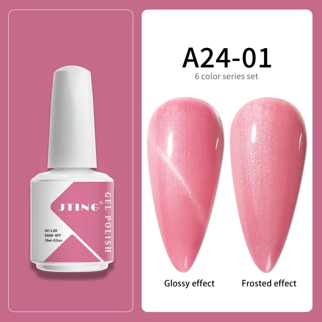 JTING Super Popular pink and Nude 6colour Nail Gel Polish Collection Oem Customize Nail Set Box Uv Gel Polish 15ml Bottles