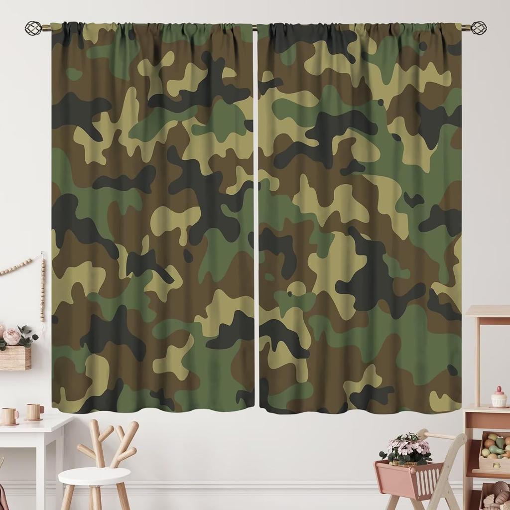 Camouflage Curtains,Teens Camo Window Curtains for Kids Boys Girls Teens,Army Camouflage Curtains for Living Room Bedroom