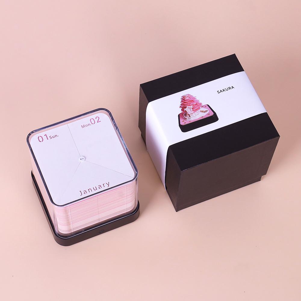 Desk Calendar Custom 365 Days Memo Pad Sakura Carousel Loose Leaf Sticky Note Notepad Valentine's Day Christmas Halloween Gift
