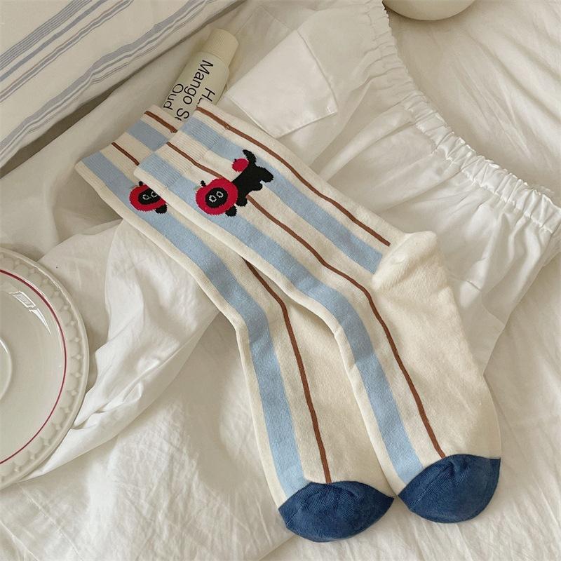 

Cartoon Socks Striped Socks For Women Cute Novelties Fashion Cotton Breathable Funny Socks Female Casual Long Korean Style M
