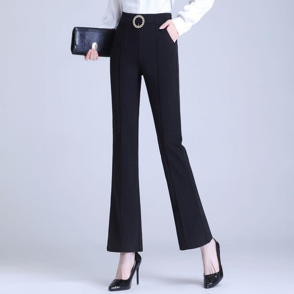Women's Spring High-Waisted Flared Suit Pants - Slimming, Versatile, and Comfortable Wide-Leg Design