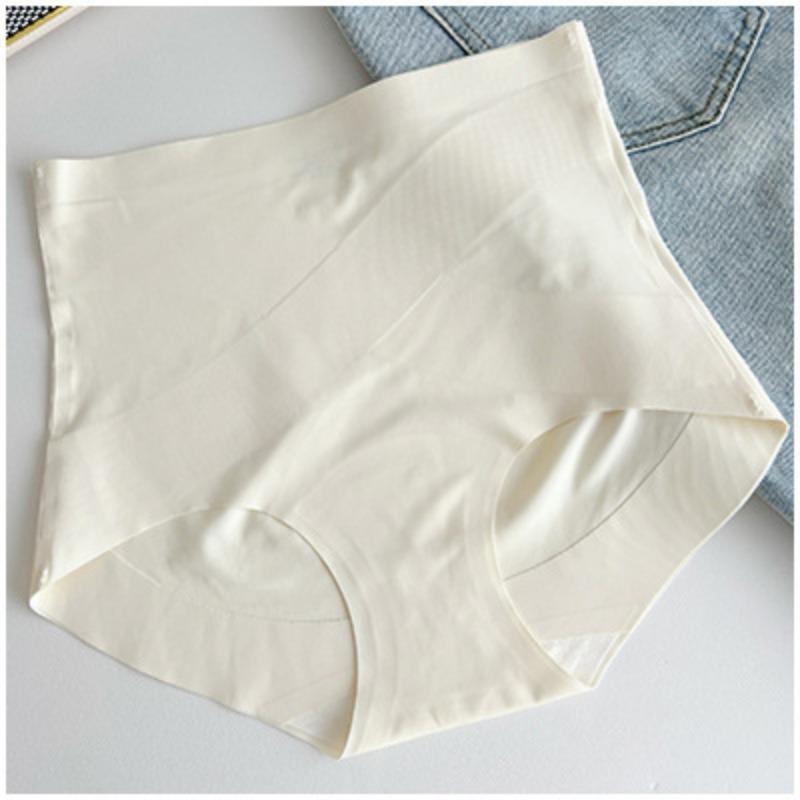 Women High Waist Seamless Tummy Control Hip Lifting Antibacterial Silk Crotch Briefs