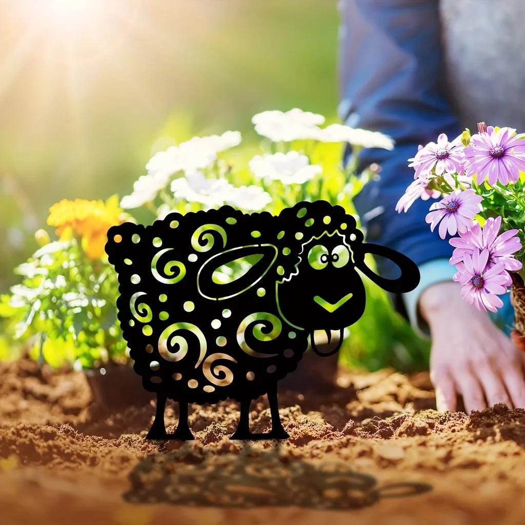 Enhance Your Garden with Metal Sheep Yard Art Silhouette. Adds a Touch of Whimsy and Charm To Home and Wall Decoration