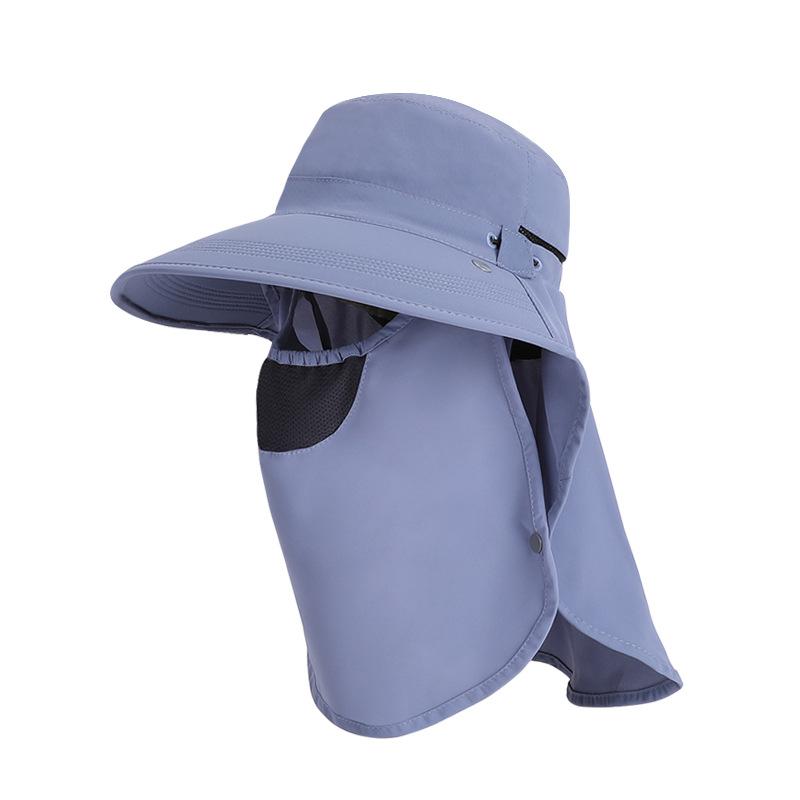 

Spring and summer outdoor sun hat big brim shawl neck protector bucket hat removable face mask sun protection hat women