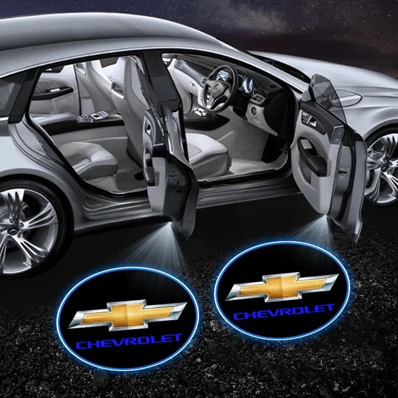 2Pcs Car Door Projector Lamps Car LED Light Car Accessories For Chevrolet Spark Silverado Captiva Lacetti
