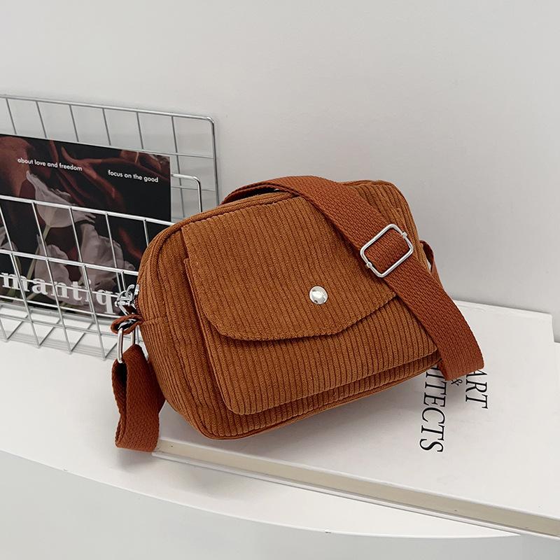 Women Corduroy Crossbody Shoulder Small Square Bag Casual Fashion Daily Handbag