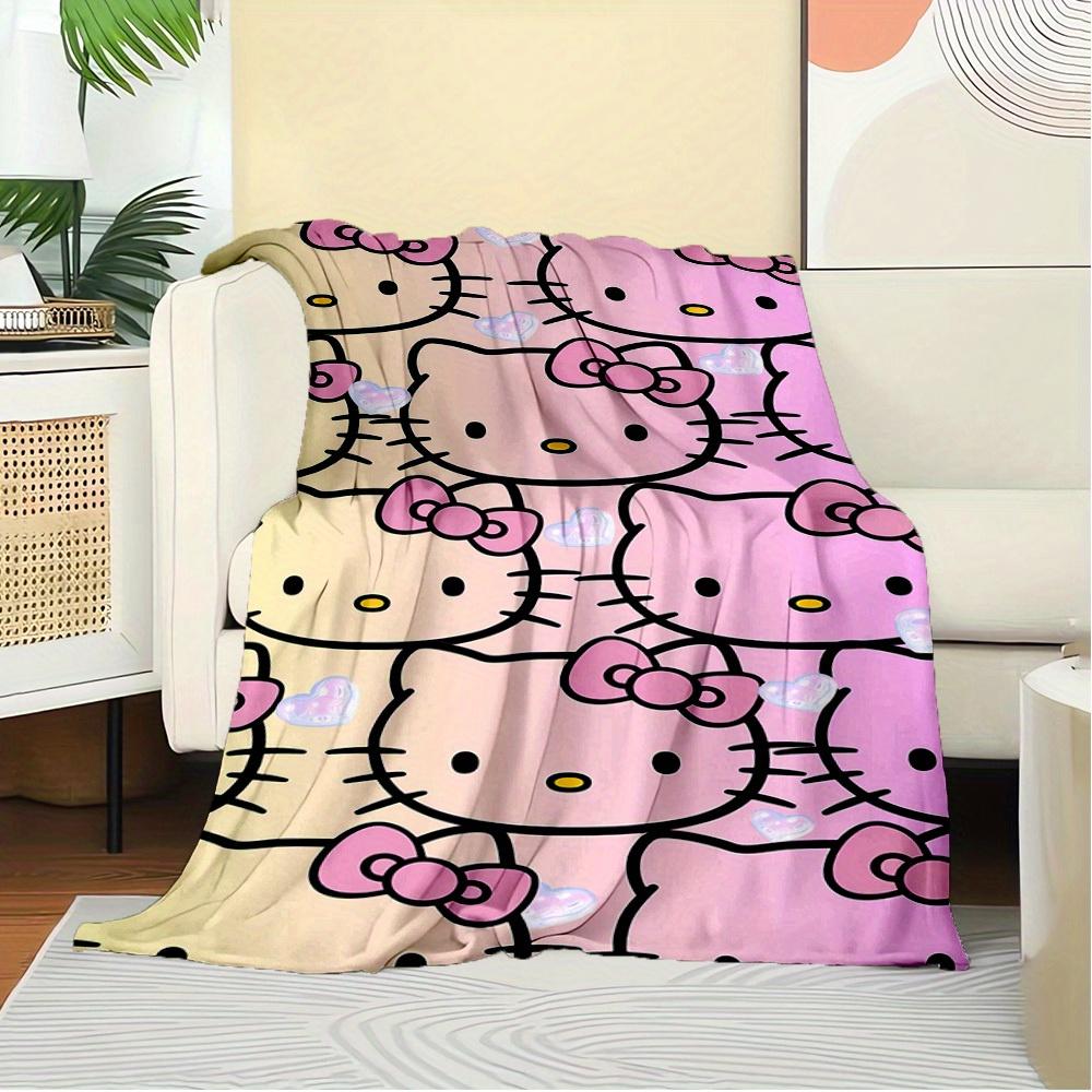 1pc Hello Kitty Gradient Background Pattern Blanket - Home Decoration Blanket for All Seasons, Soft and Comfortable, Machine Washable, Suita