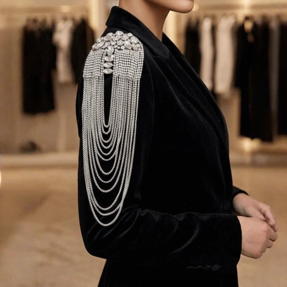 Zinc Zinc Alloy Tassel Epaulettes Rhinestone Shoulder Mark Classic Shoulder Board Choir Performance
