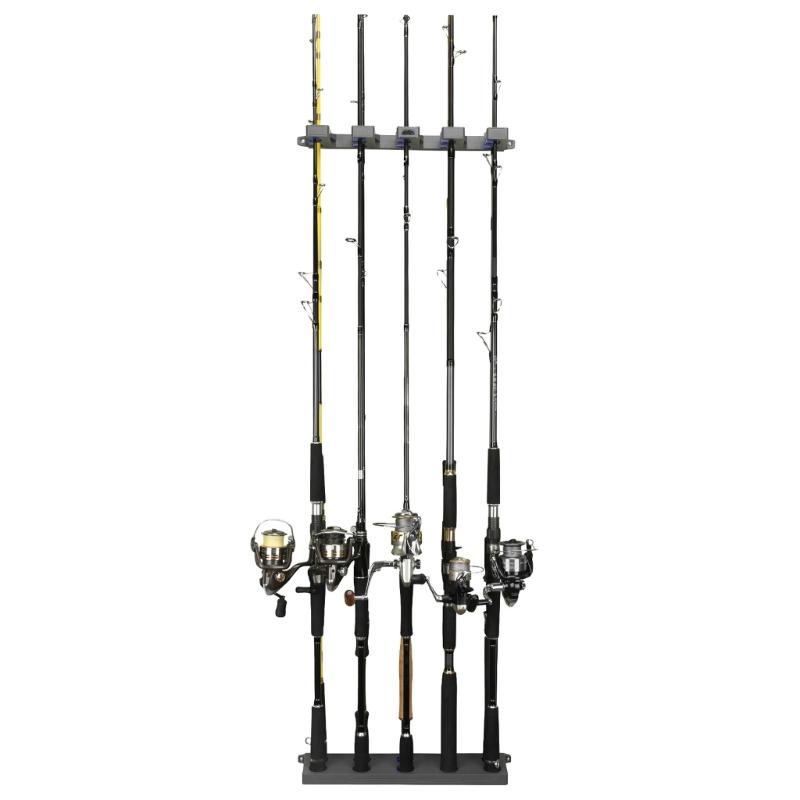 Vertical Fishing Rod Holder Wall Mounted Fishing Rod Rack, Store 10 Rods, Fishing Poles Holder Garage Vertical Rod Rack