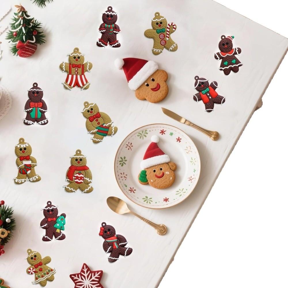16Pcs/set Exquisite PVC Christmas Tree pendant Funny Kid Gift Gingerbread Man Ornament New Year Decor DIY Xmas Tree Decoration