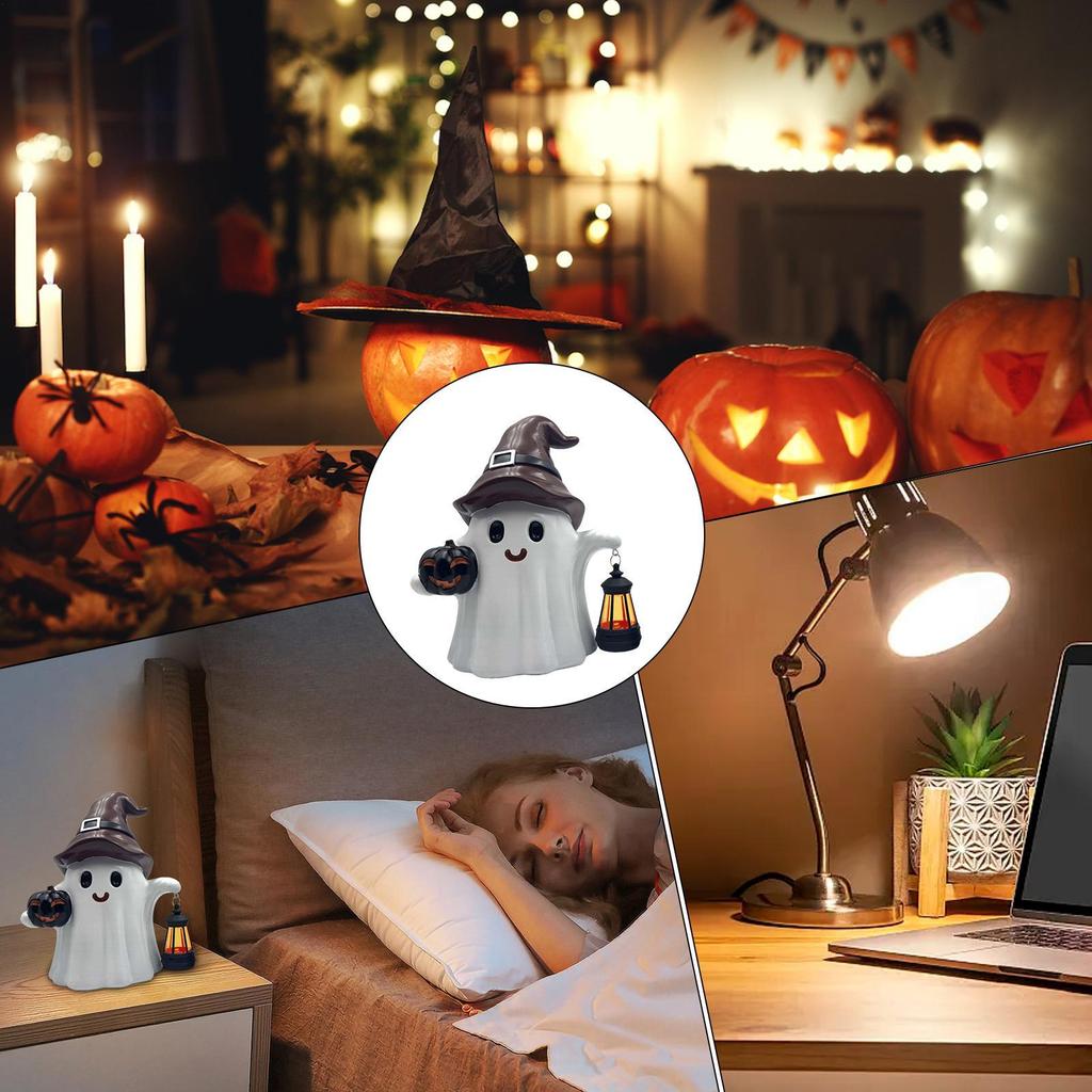 Solar Statue Garden Solar Statues Waterproof Ghost Pumpkin Cute Decoration Lanterns Sculpture for Birthday House Christmas Lawn