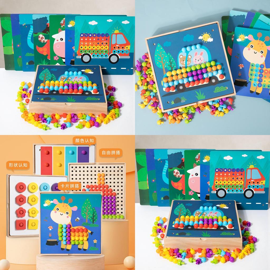 Montessori Wooden Gear Puzzle For Toddlers With Geometric Shapes And Creative Design
