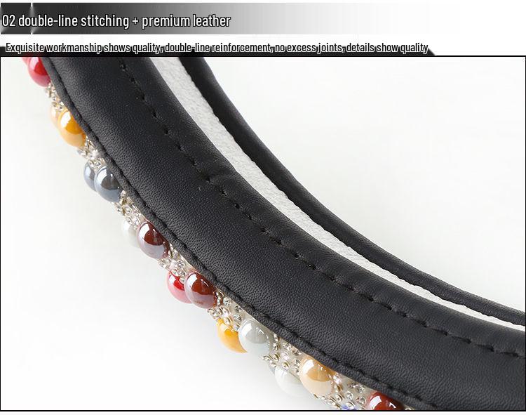 Women's Ceramic Ice Bead Diamond Steering Wheel Cover - Non-slip, Universal, Four Seasons