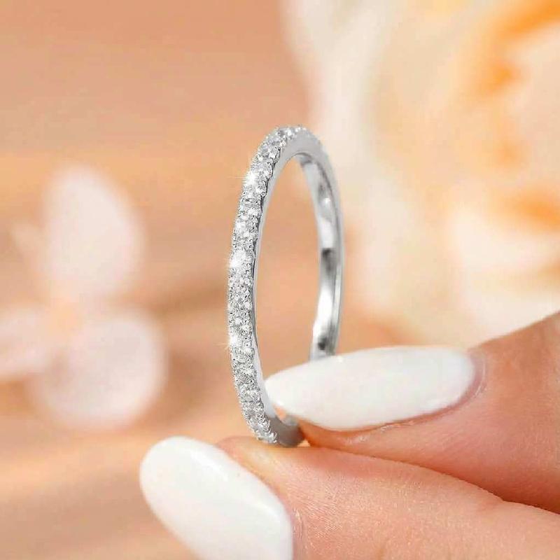 925 Sterling Silver Minimalist Thin Rings for Women Wedding Brilliant Cubic Zircon High Quality Female Finger Ring Jewelry