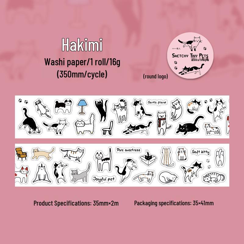 Ketchup Girl Animal Series Washi Tape: Cute Die-Cut Decorations for Collage & Journaling (4 Designs)