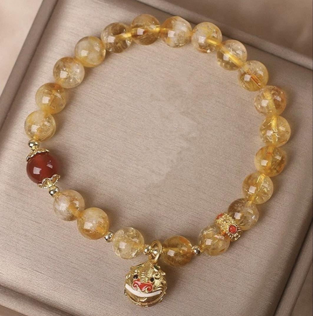 

JYL TS Bracelet Candy Color Heart -Sparkles Joy & Attracts Sweet Fortune Artificial Citrine [Lion Wake Bell] охотник зеленый