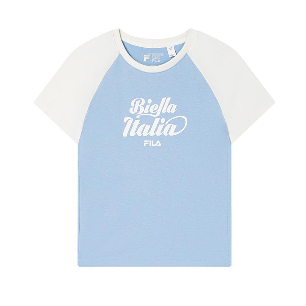 

New FILA Lifestyle Raglan Sleeve T Shirt Women s Afternoon Blue LB F11W529113F-LB 165/84A/M