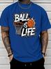 Streetwear Ball ist Leben Basketball Grafikdruck Unisex Rundhals Kurzarm T-Shirt Lässig Täglich Weich Basisbekleidung Mode Oberteil