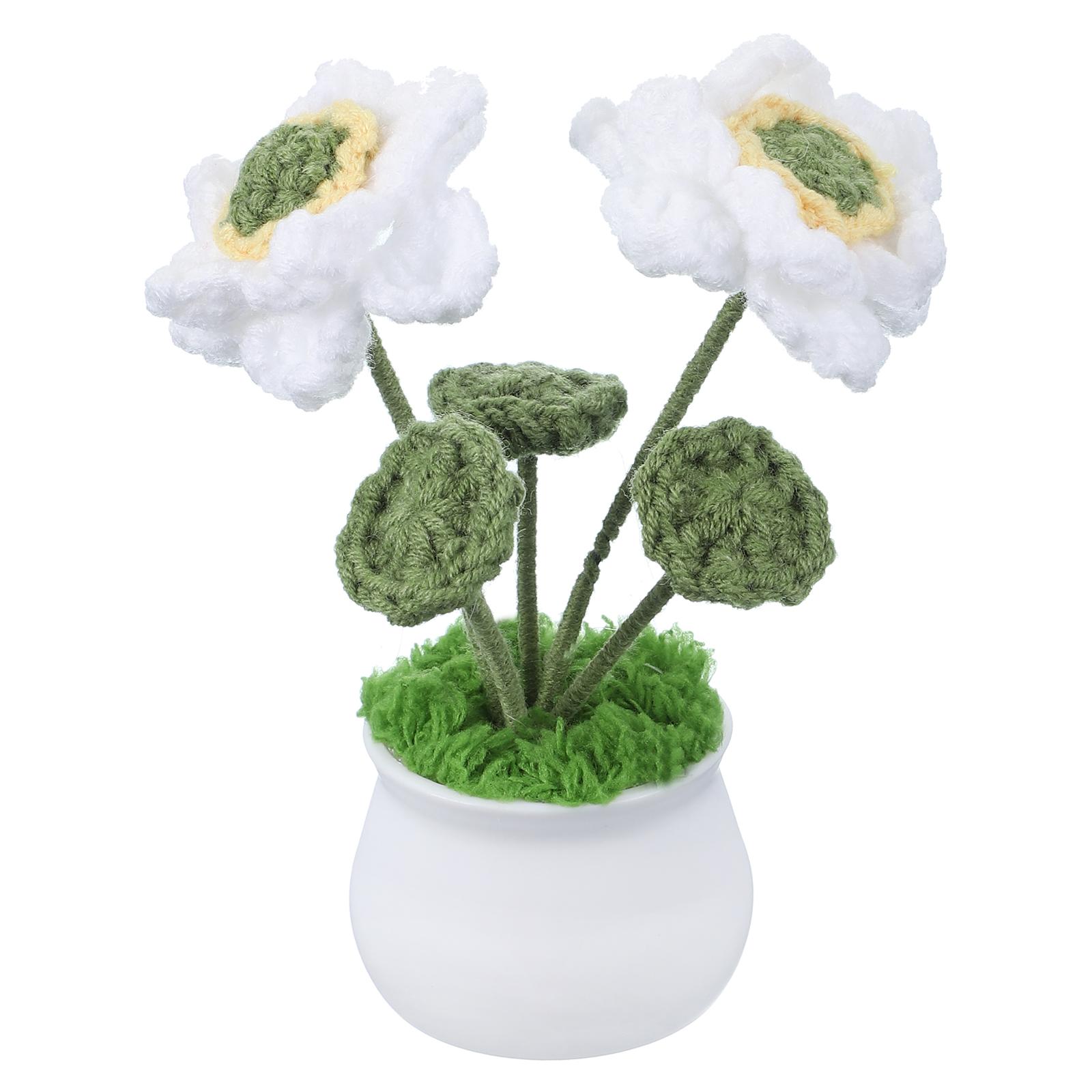 

Crochet Flowers Knitting Crochet Flowers Lotus Potted Plants Handmade Flowers Artificial Flower Car Home Decor Christmas Gift белый