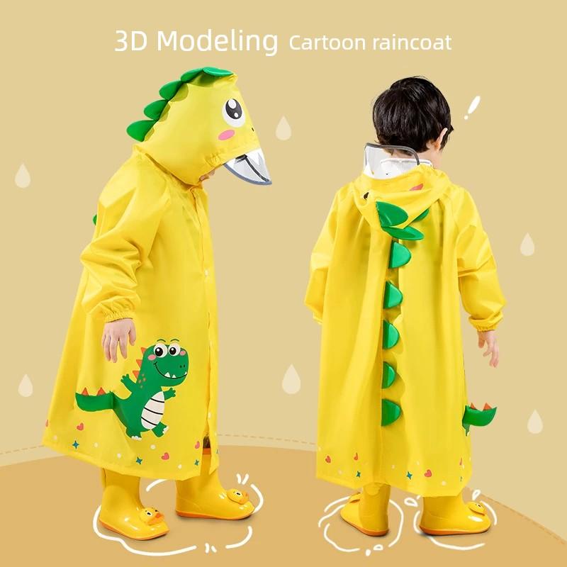 Kids Raincoat Boys' Rainproof Polyester Lightweight Cartoon Kindergarten Soft Children Go to School Baby Poncho Girls