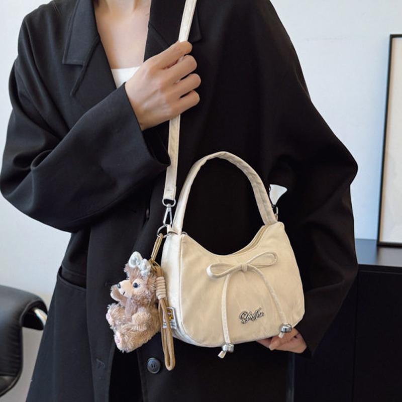 Solid Color 2026 New Large Capacity Bow Bags, Fashionable And Versatile Underarm Shoulder Bag, Casual Commuting Women'S Handbag