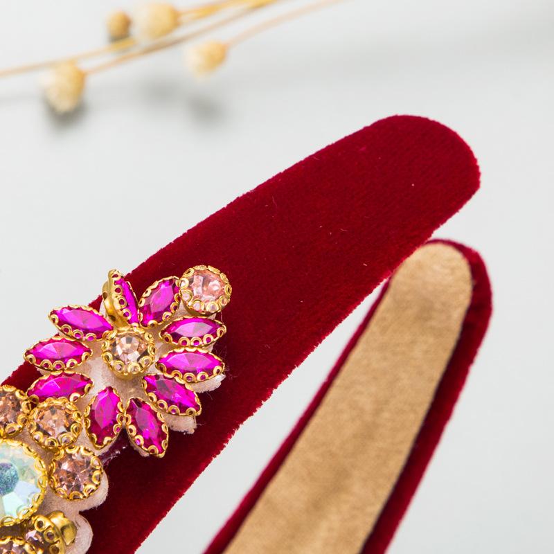 Women Hair Band Creative Flower Accessories Rhinestone Head Band Wide Edge Headwear
