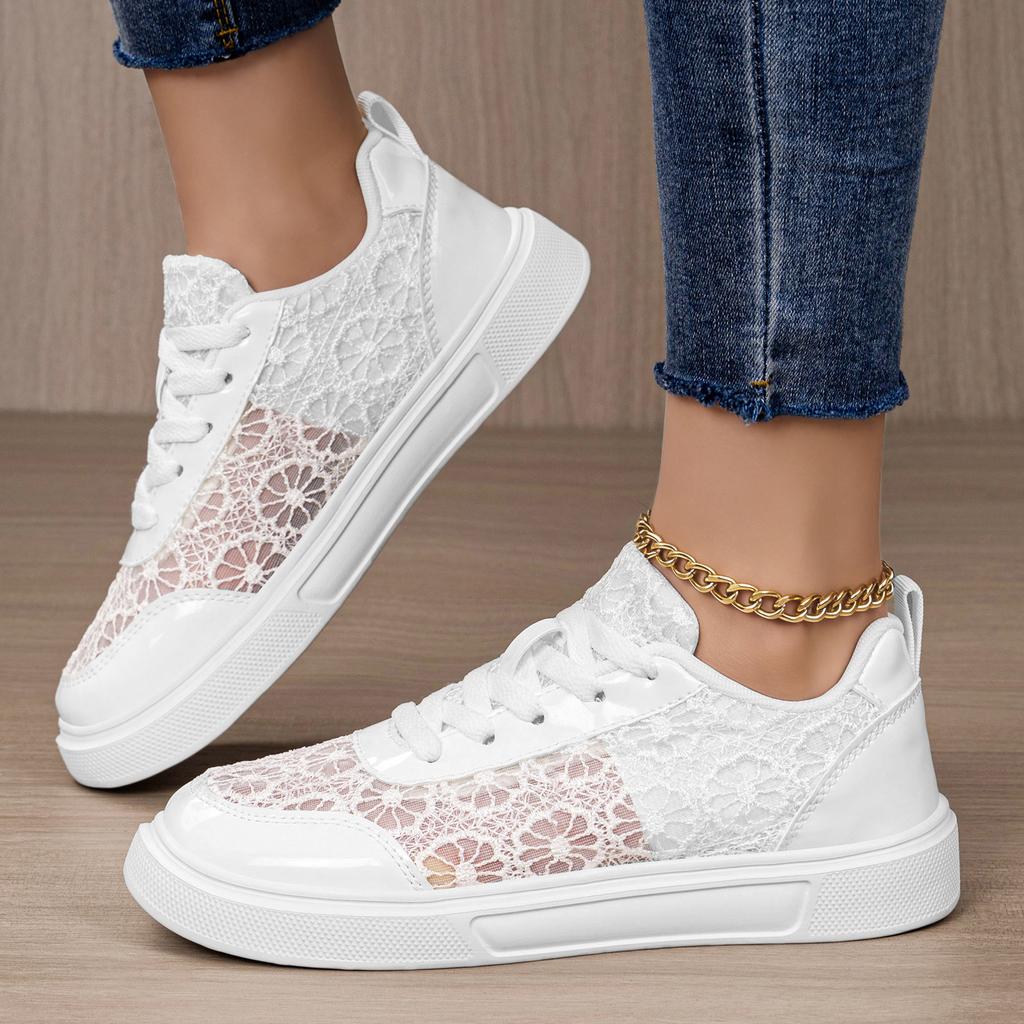 Dámské boty, Letní prodyšné krajkové síťované boty, Ploché ležérní sandály, Lehké a pohodlné vycházkové boty