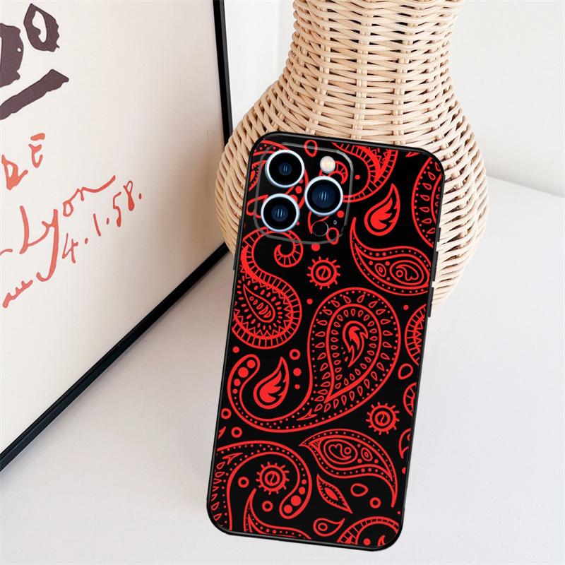 Coque de téléphone Paisley Bandana Noir Pour iPhone 16 Pro Max 15 14 13 11 12 17 Pro Max mini 15 16 Plus 16e 17 Air Cover