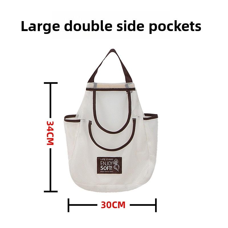 Thick Durable Kitchen Hanging Storage Bag for Fruits, Vegetables, Ginger, Garlic, Handheld Storage Bag for Home Convenient Organ